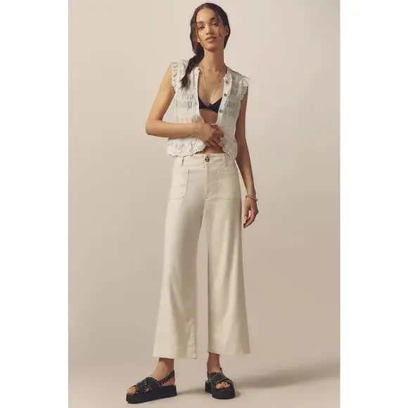Maeve Cream Wide Leg Pants - Picture 4 of 11